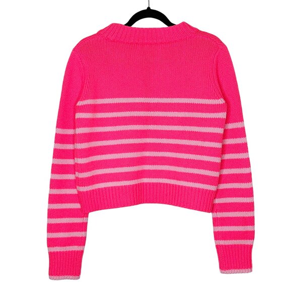 La Ligne Mini Marin Hot Pink Bubblegum Striped Wool Cashmere Long Sleeve Sweater - Picture 9 of 12